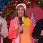 Hoda’s orange coat and colorblock scarf on Today
