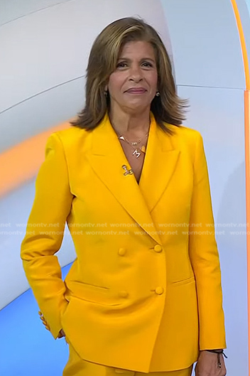 Hoda’s yellow double breasted blazer and pants on Today