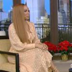 Holly Robinson Peete’s yellow metallic dot wrap dress on Live with Kelly and Ryan