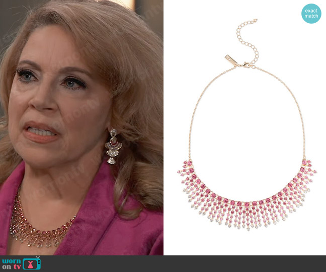 INC International Concepts Gold-Tone Ombré Crystal Statement Necklace worn by Liesl Obrecht (Kathleen Gati) on General Hospital
