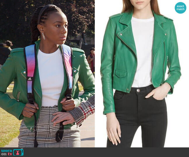 IRO Ashville Leather Jacket worn by Whitney Chase (Alyah Chanelle Scott) on The Sex Lives of College Girls
