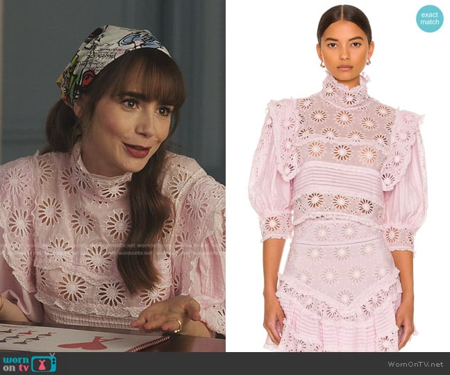 Isabel Marant Dayden Top worn by Emily Cooper (Lily Collins) on Emily in Paris
