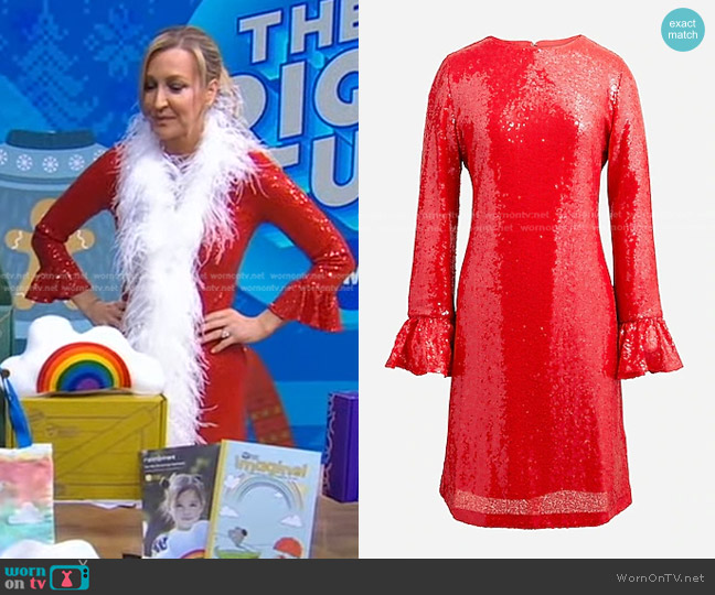 J. Crew Winter Garden Dress in sequin worn by Lara Spencer on Good Morning America
