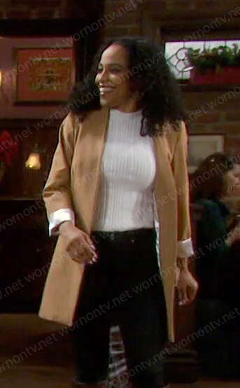 Jada’s beige open jacket on Days of our Lives