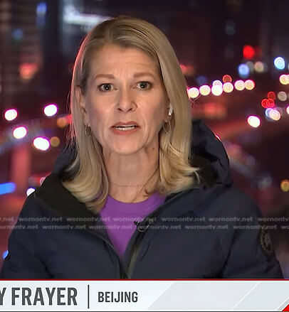 Janis’s navy diagonal padded jacket on Today