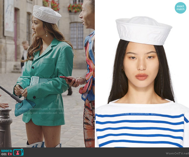 Jean Paul Gaultier Cotton Sailor Cap worn by Mindy Chen (Ashley Park) on Emily in Paris