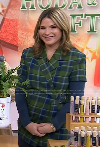 Jenna’s green plaid mixed media blazer on Today