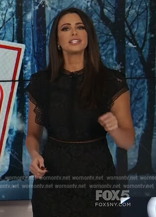 Jennifer’s black crochet lace dress on Extra