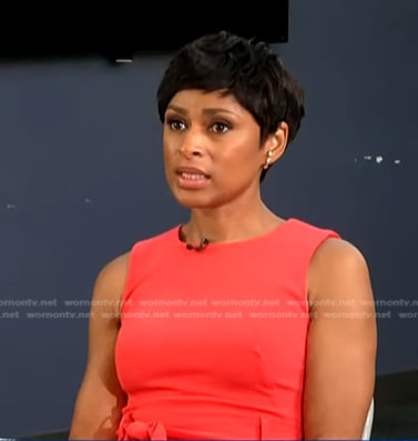Jericka’s sleeveless belted dress on CBS Evening News
