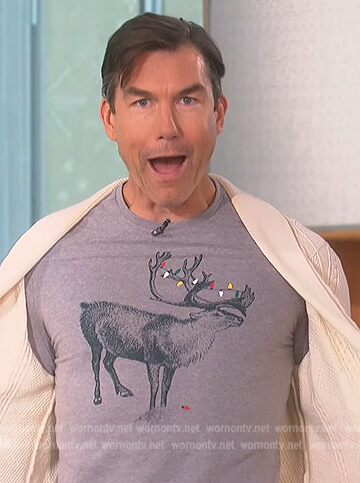 Jerry’s gray reindeer graphic tee on The Talk