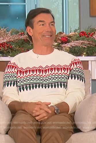 Jerry’s white fair isle sweater on The Talk
