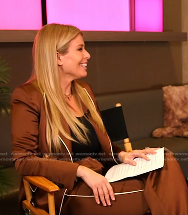 Jill’s brown double breasted satin blazer and pants on Today