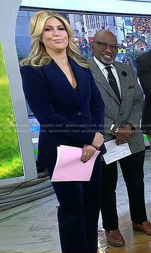 Jill’s navy velvet blazer and pants on Today