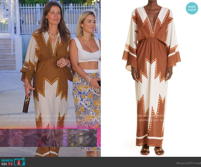 Johanna Ortiz Block Print Cotton Voile Maxi Dress worn by Julia Lemigova (Julia Lemigova) on The Real Housewives of Miami