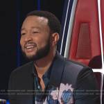 John’s black floral print shirt and blazer on The Voice
