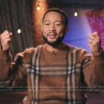 John’s brown plaid mohair sweater on The Voice