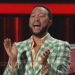 John’s green gingham check blazer on The Voice
