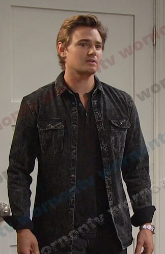 Johnny’s black washed denim shirt on Days of our Lives