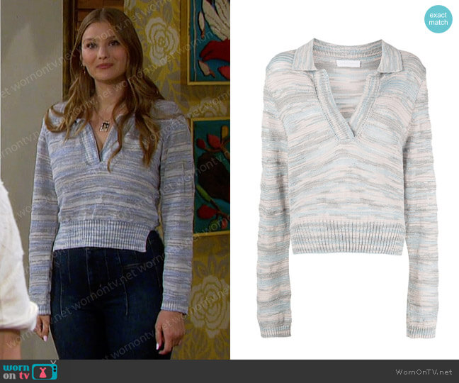 Jonathan Simkhai Spread Collar Knit Jumper worn by Alice Caroline Horton (Lindsay Arnold) on Days of our Lives
