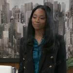 Jordan’s black blazer with gold buttons on General Hospital