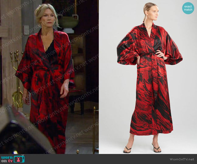 Josie Natori Haori Silk Robe worn by Kristen DiMera (Stacy Haiduk) on Days of our Lives