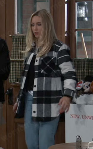 Josslyn’s plaid shirt jacket on General Hospital