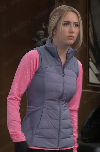 Josslyn’s blue puffer vest on General Hospital