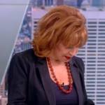 Joy’s blue denim lace trim blazer on The View