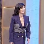Julia Haart’s navy contrast panelled blazer on Tamron Hall Show