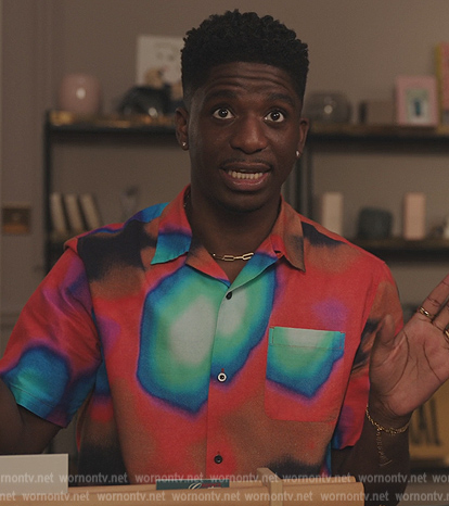 Julien’s tie die shirt on Emily in Paris