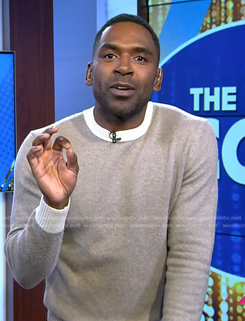 Justin’s grey contrast trim sweater on Today