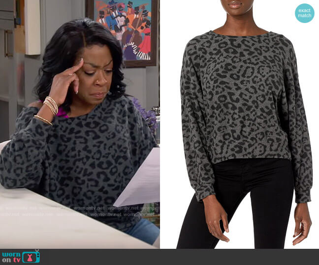 Karen Kane Leopard Print Pullover worn by Tina Butler (Tichina Arnold) on The Neighborhood