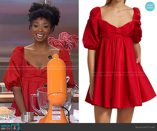 Kate Spade Beau Satin Puff Sleeve Dress worn by Jocelyn Delk Adams on Today