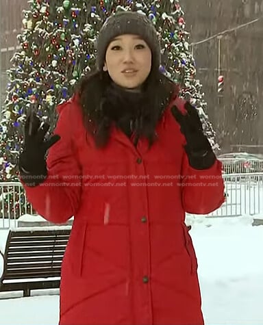 Kathy’s red puffer coat on Today