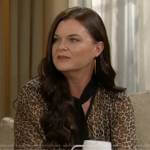 Katie’s tie-neck leopard print blouse on The Bold and the Beautiful