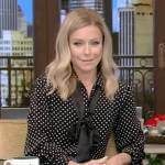 Kelly’s black polka dot blouse on Live with Kelly and Ryan