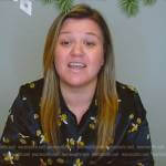 Kelly’s black bee print satin blouse on The Kelly Clarkson Show