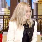 Kelly’s colorblock tweed jacket on Live with Kelly and Ryan