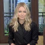 Kelly’s black satin blouse on Live with Kelly and Ryan