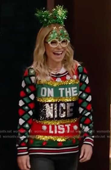 Kelly’s ugly Christmas sweater on Live with Kelly and Ryan