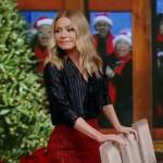 Kelly’s red metallic tweed skirt on Live with Kelly and Ryan