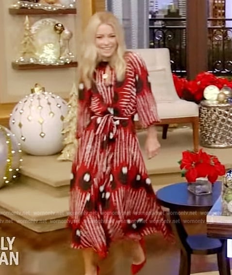 Kelly’s red printed maxi dress on Live with Kelly and Ryan