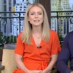 Kelly’s red belted wrap dress on Live with Kelly and Ryan