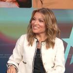 kit’s white braid-trim tweed jacket on Access Hollywood
