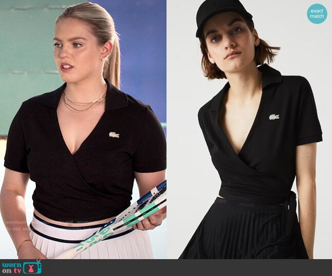 Lacoste L!VE Slim Fit Cotton Piqué Wraparound Polo Shirt worn by Leighton Murray (Reneé Rapp) on The Sex Lives of College Girls