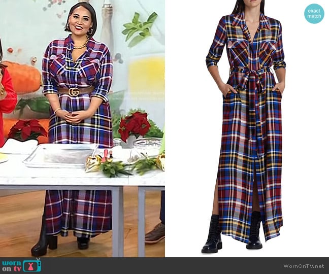 L'Agence Cameron Plaid Shirtdress worn by Alejandra Ramos on Today