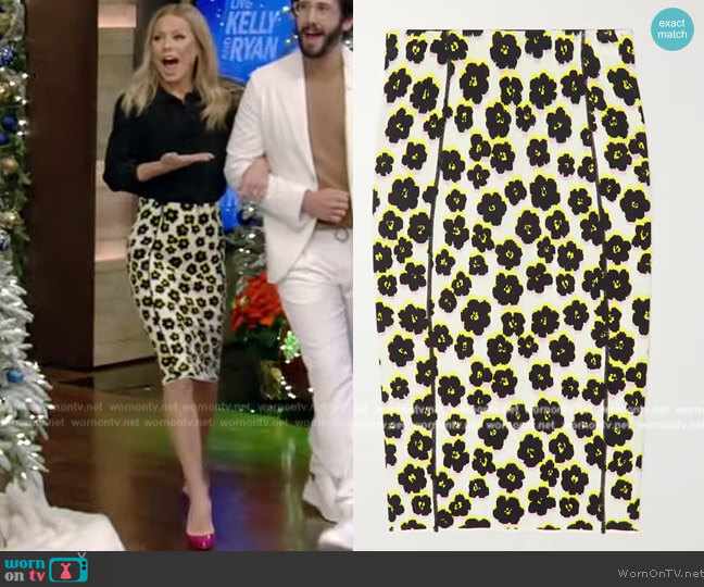 Lanvin Jacquard midi skirt worn by Kelly Ripa on Live with Kelly and Mark