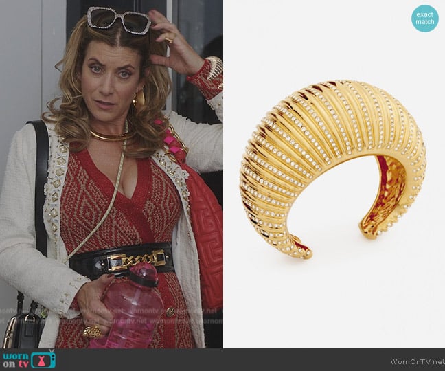 Lanvin Rhinestone Arpege Bracelet worn by Madeline Wheeler (Kate Walsh) on Emily in Paris