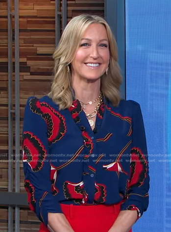 Lara’s blue floral blouse on Good Morning America