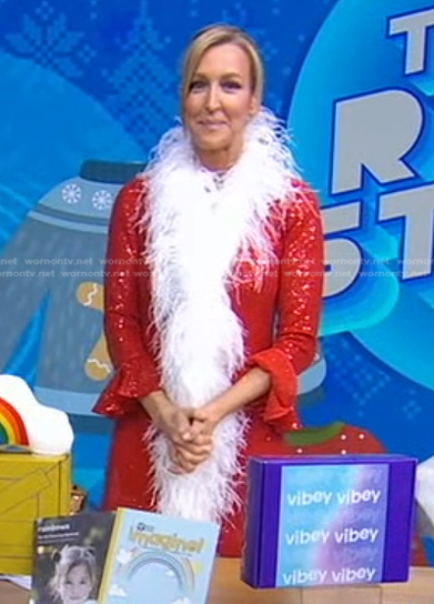Lara’s sequin bell sleeve dress on Good Morning America